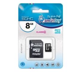  Карта флэш-памяти MicroSD  8 Гб Smart Buy +SD адаптер (class 4) 