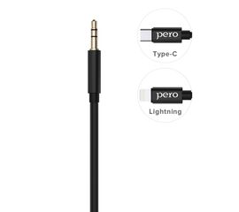  Аудио-кабель PERO MC-02 LIGHTNING TO 3.5 JACK, 1м, Black 