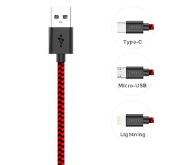  Дата-кабель PERO DC-04 8-pin Lightning, 2А, 2м, Red-black 