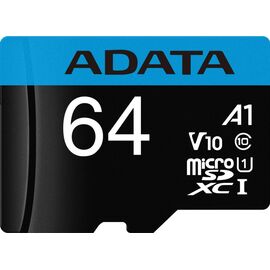  Карта памяти ADATA Micro SDXC 64GB Class10 W/A AUSDX64GUICL10A1-RA1 