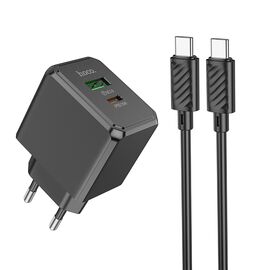  СЗУ 1USB QC3.0 + 1Type-C PD 20W быстрая зарядка для Type-C Type-C Hoco CS14A 1м (Black) 