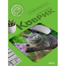  Perfeo Коврик для компьютерной мыши "Cat", Рис.40 (240*200*2 мм), ткань+резиновое основание 