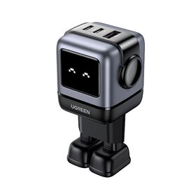  СЗУ UGREEN CD361 (25685B) USB-A+2*USB-C 65W Nexode Robot GaN Tech Fast Charger Gray 