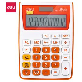  Калькулятор настольный Deli E1122/OR оранжевый 