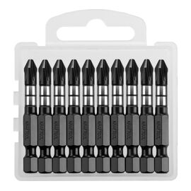  Биты KRAFTOOL 26191-2-50-S10 Impact Pro, Philips, тип хвостовика E 1/4", PH2, 50мм, 10шт, в пластиковом боксе 