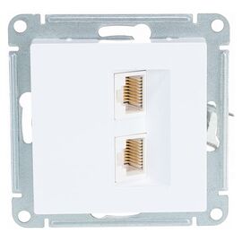 Розетка компьютерная Schneider Electric AtlasDesign ATN000185 двойная RJ45+RJ45, кат.5E, Белый 