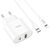  Адаптер Сетевой с кабелем Hoco C95A Lineal 1USB/1TYPE-C/5V/3A PD+QC3.0 +Type-C-Lightning (wh(207586) 