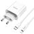  Сетевое зарядное устройство HOCO C80A Rapido 1xUSB + 1xUSB-C с Кабелем Type-C - Lightning, 3.1A, 20W, белый 