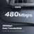  Кабель UGREEN US334 70643 USB-C 2.0 Male To Angled 90° USB-C 2.0 Male 5A Data Cable 1m Black 