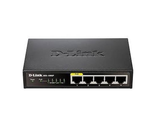  Коммутатор D-Link DES-1005P/B1A 5x100Mb 4PoE 60W неуправляемый 