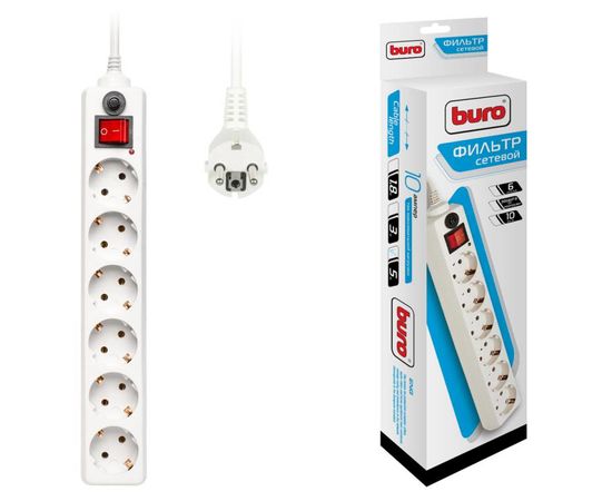  Сетевой фильтр Buro 600SH-5-W 5м (6 розеток) белый 