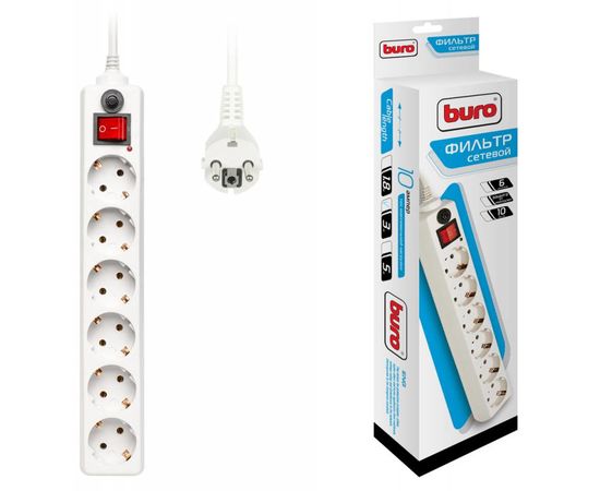  Сетевой фильтр Buro 600SH-3-W 3м (6 розеток) белый 