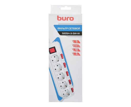  Сетевой фильтр Buro 500SH-3-SW-W 3м (5 розеток) белый 