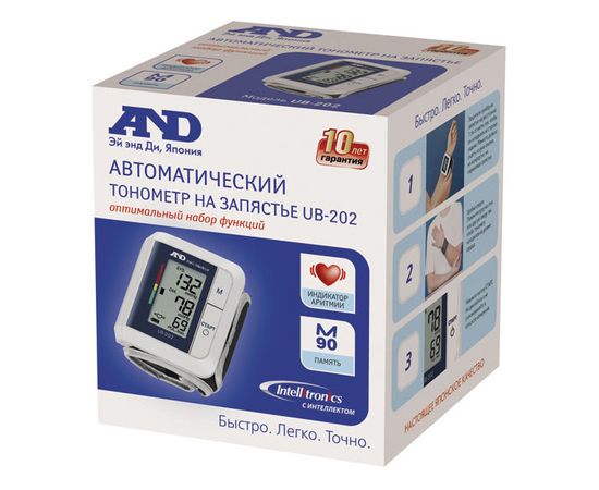  Тонометр запястный A&D UB-202 серый 