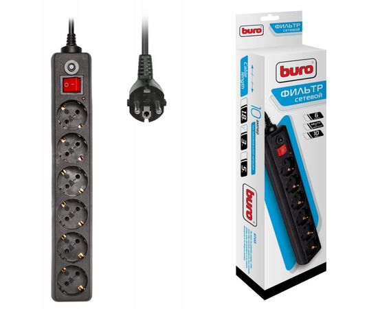  Сетевой фильтр Buro 600SH-3-B 3м (6 розеток) черный 