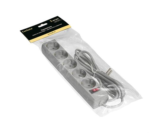  Удлинитель ExeGate EC-5-5G (EX285800RUS) 5 евророзеток, 5м, серый 