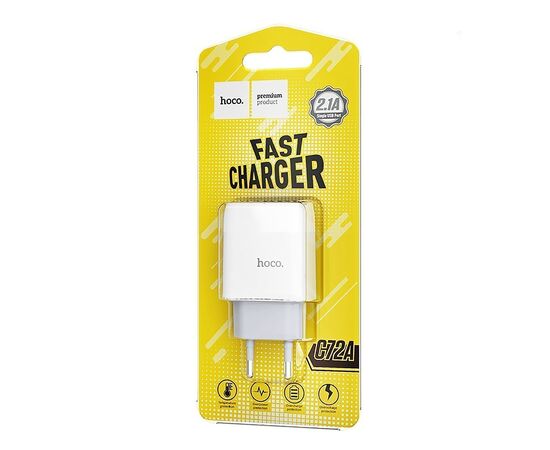  Адаптер Сетевой Hoco C72A 1USB/5V/2.1A (white) 