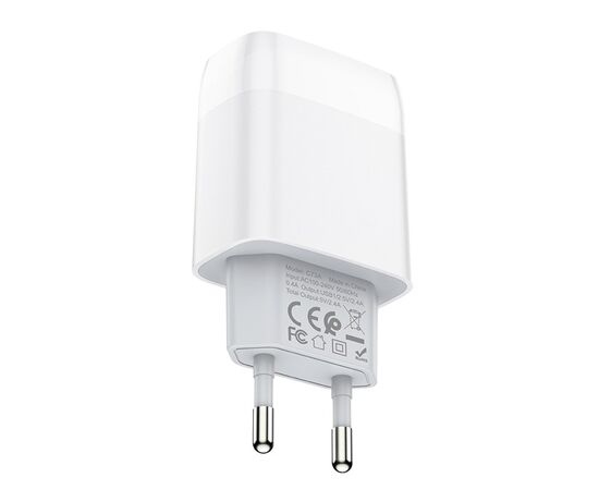  Адаптер Сетевой с кабелем Hoco C73A Glorious 2USB/5V/2.4A +lightning (white) 