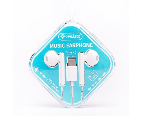 Проводные наушники с микрофоном вкладыши Celebrat G16 (white) 