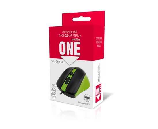  Мышь оптическая Smart Buy SBM-352-GK ONE (green/black) 