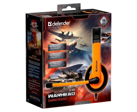  Компьютерная гарнитура Defender G-120 Warhead 2x3,5 mm jack (black/orange) 