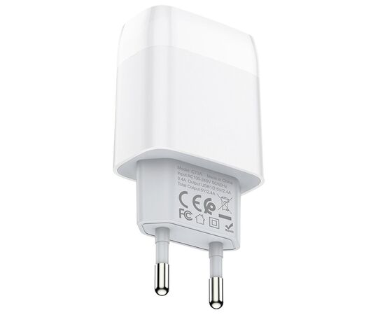  Адаптер Сетевой Hoco C73A 2USB/5V/2.4A (white) 