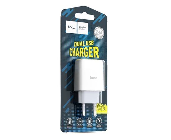  Адаптер Сетевой Hoco C73A 2USB/5V/2.4A (white) 