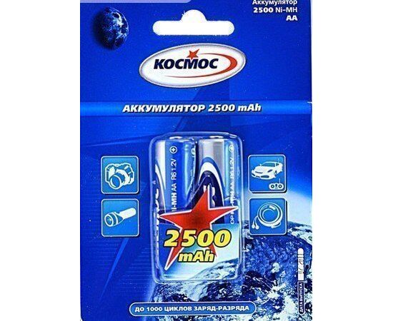  Аккумулятор AA Космос HR6 (2-BL) Ni-MH 2500 mAh (24/288) (10250) 