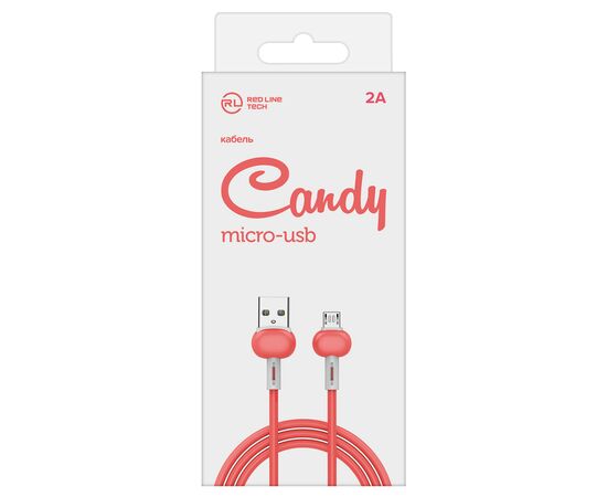  Дата-Кабель Red Line Candy USB - Micro USB, красный 
