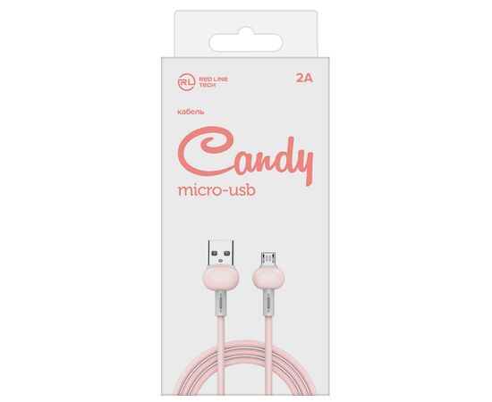 Дата-Кабель Red Line Candy USB - Micro USB, розовый 