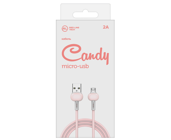  Дата-Кабель Red Line Candy USB - Micro USB, розовый 