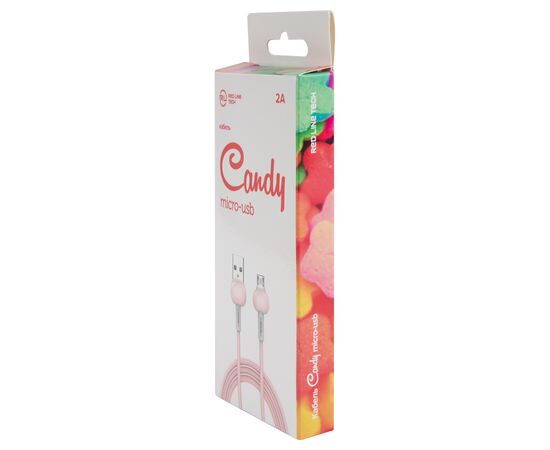  Дата-Кабель Red Line Candy USB - Micro USB, розовый 