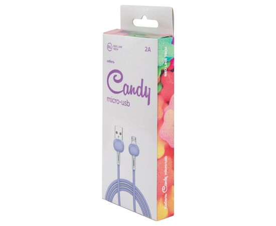  Дата-Кабель Red Line Candy USB - Micro USB, фиолетовый 