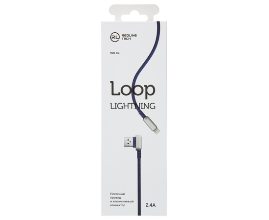  Дата-Кабель Red Line Loop USB - Lightning, синий 
