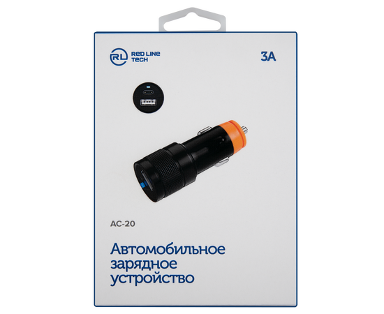  АЗУ Red Line Tech 1 USB + Type-C (модель AC-20), 3A, черный 