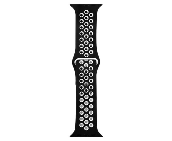  Ремешок силиконовый двухцветный для Apple watch – 42-44 mm (S3/S4/S5 SE/S6), черно-белый 