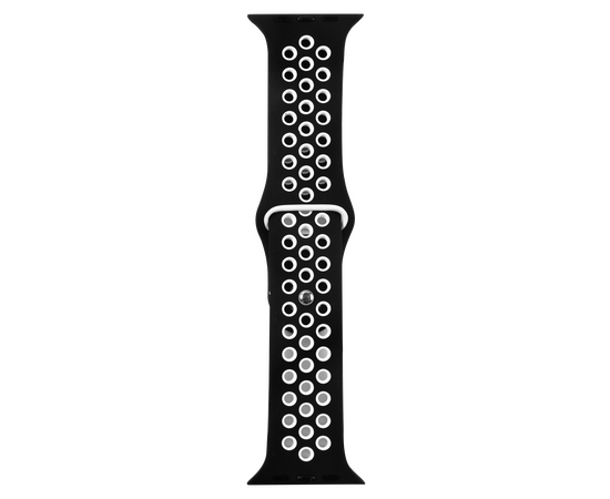  Ремешок силиконовый двухцветный для Apple watch – 42-44 mm (S3/S4/S5 SE/S6), черно-белый 