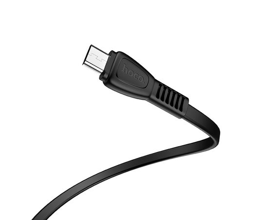  Кабель USB - микро USB HOCO X40 Noah, 1.0м, плоский, 2.4A, силикон, цвет: чёрный (1/33/330) 