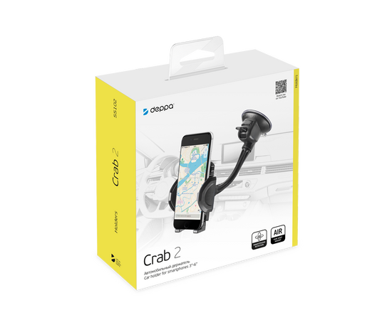  Универсальный держатель Crab 2 для смартфонов, гибкая штанга, черный, Deppa, 55102 