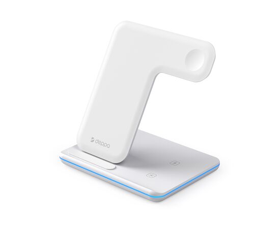  Зарядная станция 3 в 1 Charging Stand Neo: iPhone, Apple Watch, Airpods, 20 Вт, белая, Deppa, 24017 