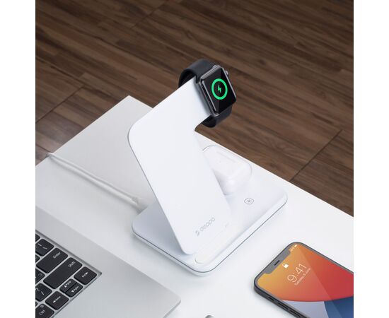  Зарядная станция 3 в 1 Charging Stand Neo: iPhone, Apple Watch, Airpods, 20 Вт, белая, Deppa, 24017 