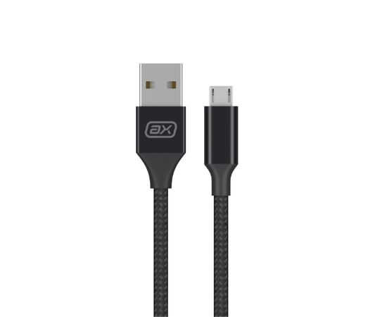  Дата-кабель USB - micro USB, 2А, 1м, нейлон, черный, Axxa 