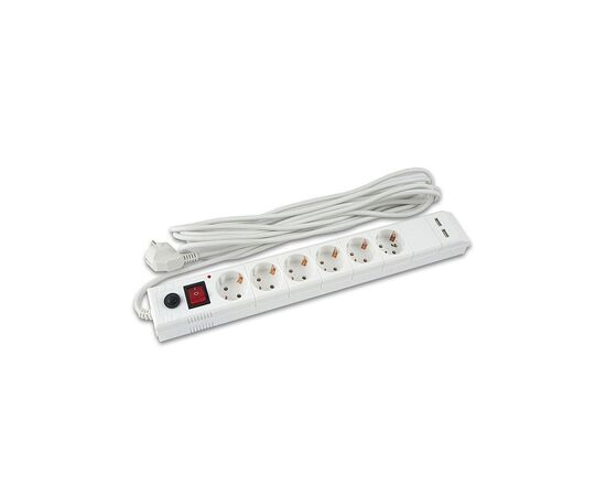  Сетевой фильтр Buro BU-SP5_USB_2A-W 5м (6 розеток) белый 