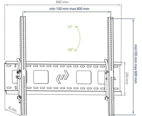 Кронштейн для телевизора Kromax STAR-2 черный 32"-90" до81кг наклон 
