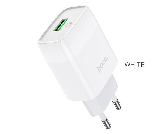  Блок питания сетевой 1 USB HOCO, C72Q, Glorious, 3A, пластик, QC3.0, цвет: белый 