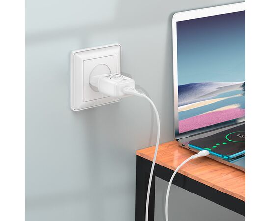  Блок питания сетевой 1 USB HOCO, C72Q, Glorious, 3A, пластик, QC3.0, цвет: белый 