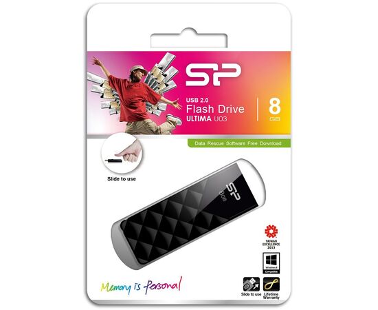  Flash Drive 8G USB 2.0 SiliconPower Ultima U03 Black (SP008GBUF2U03V1K) 