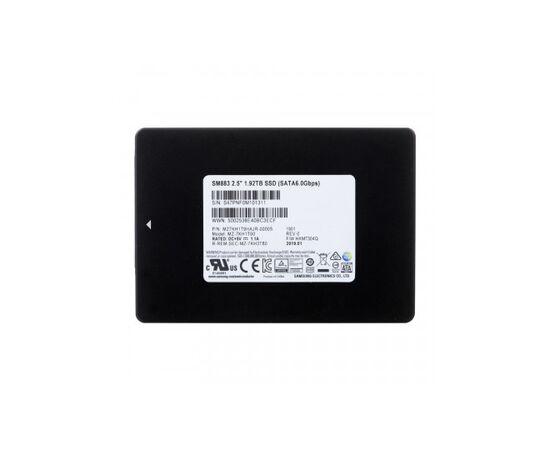  Твердотельный накопитель Samsung SSD (MZ7KH1T9HAJR-00005), 1920GB SM883 2.5" SATA R/W 540/520 MB/s R/W 97K/29K IOPS MLC 