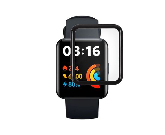  Защитная пленка для смарт часов Xiaomi Redmi Watch 2 Lite с черной рамкой (Сяоми Редми Вотч 2 Лайт) 