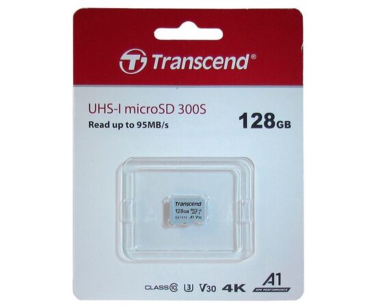  Карта памяти Transcend microSDХC 300S 128GB Class10 UHS-I U1 (TS128GUSD300S) 